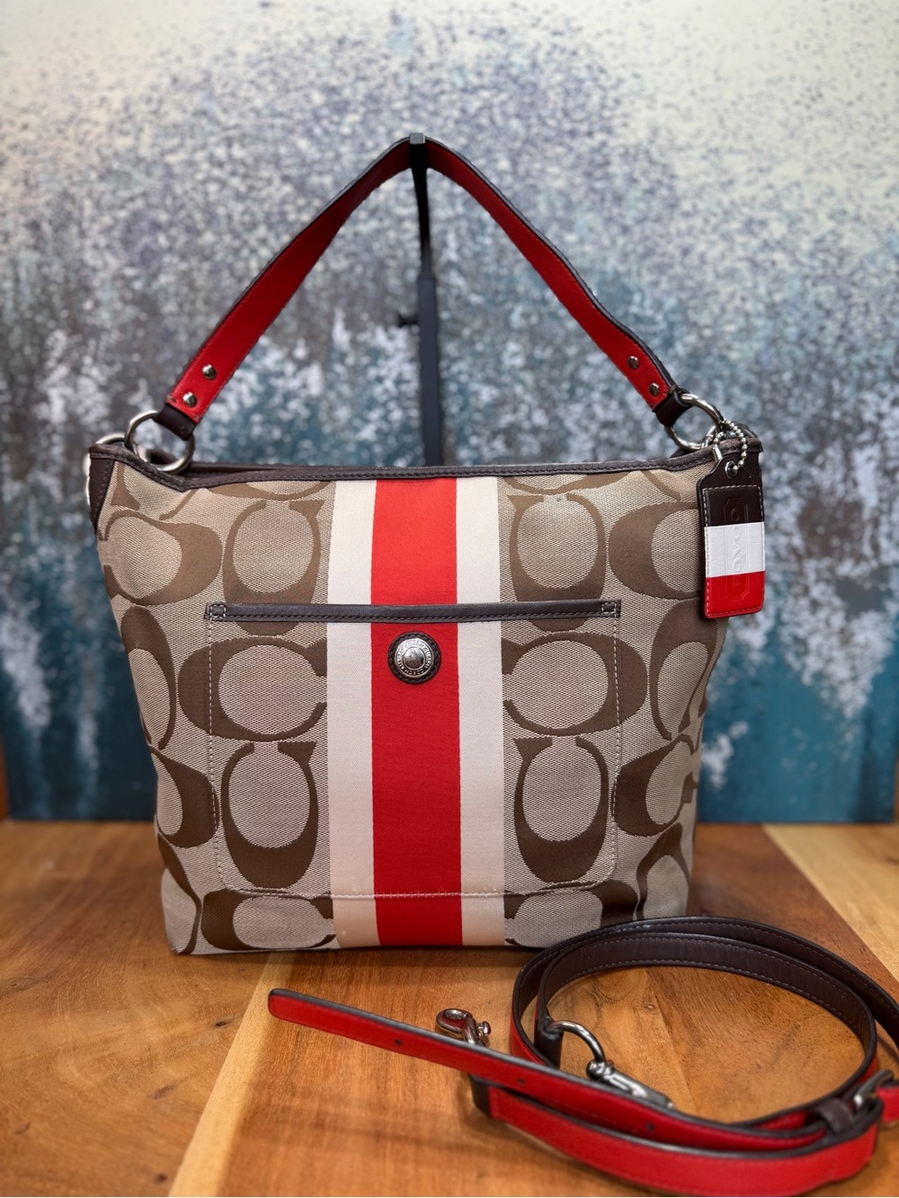 Coach 2012 Y2K Monogram Orange/Tan Crossbody Bag (Fair) - Picture 3 of 15